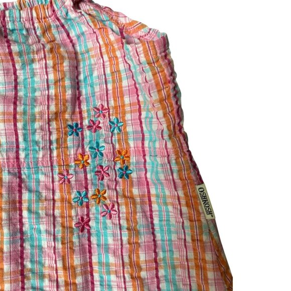 Vintage Y2K OshKosh B'gosh Plaid Ruffle Flower Sundress - Girls Size 5 - Picture 2 of 6